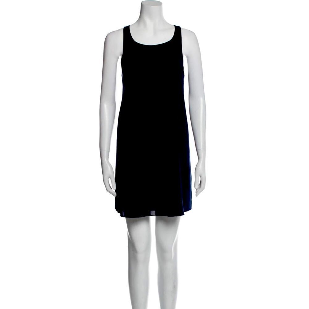 𝅺alice + Olivia Navy Silk Tank Shift Mini Slip On Over Dress
